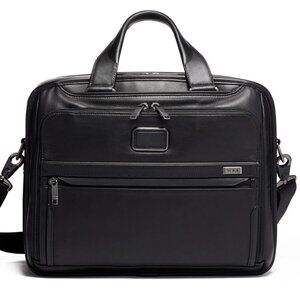 TUMI Alpha 3 Black Leather Organizer Portfolio Briefcase Berkley Edition